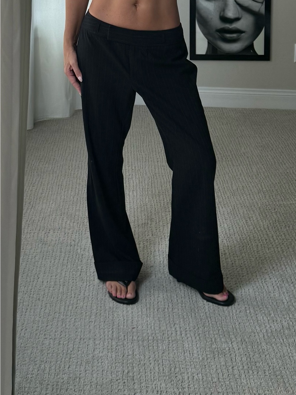 Y2K Apt. 9 Black pinstripe Wide-Leg Women's trousers Pants